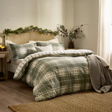Braemar Check King Size Duvet Set Green/Natural