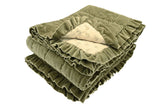 Matilda Velvet Ruffle Bedspread Olive