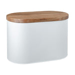 Bread Bin with Acacia Lid White