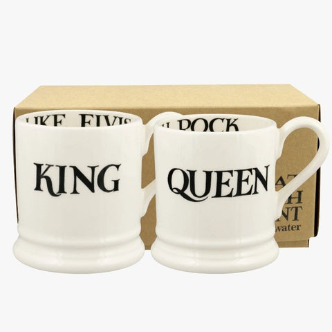 Black Toast King & Queen Set Of 2 1/2 Pint Mugs Boxed