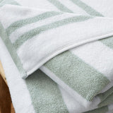 Reversible Sage Stripe Jacquard Bath Towel