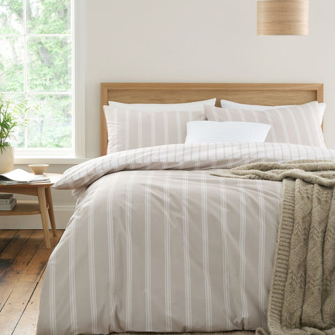 Ashford Stripe Natural Super King Duvet Cover Set