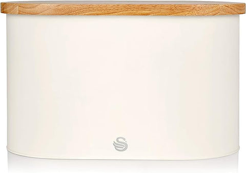 Nordic White Bread Bin with Bamboo Lid