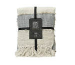 Textured Blue & Natural Stripes Throw