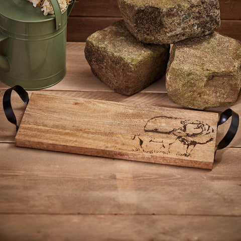 Wooden Sheep Board with Metal Handles