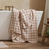 Barton Check XL Bath Sheet Towel Natural