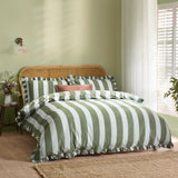 Birdie Stripe Single Duvet Set Baygreen/Mist