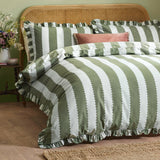 Birdie Stripe Single Duvet Set Baygreen/Mist