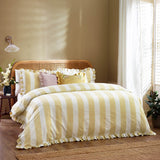 Birdie Stripe Super King Duvet Set Butter Yellow