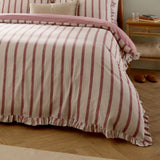 Connie Striped Ruffle Double Duvet Cover Set - Clay Pink