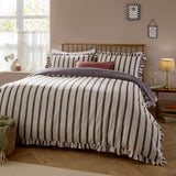 Connie Striped Ruffle Super King Duvet Set Chocolate
