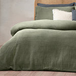 Chunky Waffle Super King Duvet Set Eucalyptus