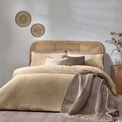 Chunky Waffle Double Duvet Set Linen