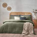 Chunky Waffle Double Duvet Set Eucalyptus