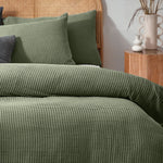 Chunky Waffle Double Duvet Set Eucalyptus