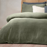 Chunky Waffle Double Duvet Set Eucalyptus