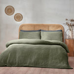 Chunky Waffle Double Duvet Set Eucalyptus