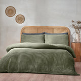 Chunky Waffle Double Duvet Set Eucalyptus