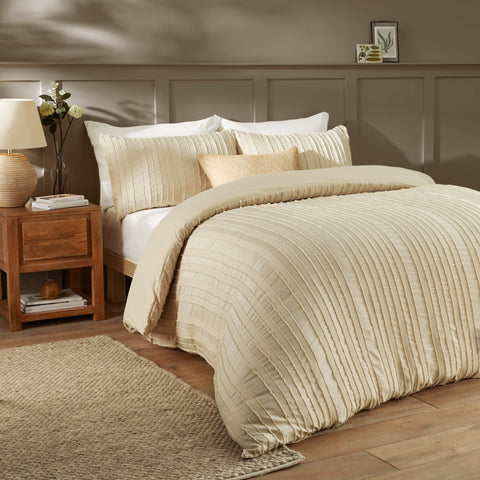 Harrison Stripe Double Duvet Set Linen