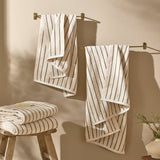Hebden Narrow Stripe Bath Sheet Olive
