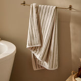 Hebden Narrow Stripe Bath Sheet Olive