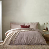 Hebden Mélange Stripe Cotton Duvet Cover Set Beetroot - Superking