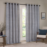 Hebden Striped Lined Eyelet Curtains Navy 229x229cm