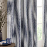 Hebden Striped Lined Eyelet Curtains Navy 229x183cm