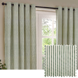 Hebden Striped Lined Eyelet Curtains Forest Green 229x183cm