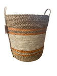 Natural & Orange Seagrass Baskets - Set of 3
