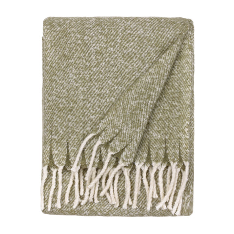 Isla Woven Tasselled Throw Green