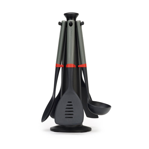 Duo 5 Piece Utensil Set and Stand Grey