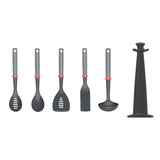 Duo 5 Piece Utensil Set and Stand Grey