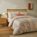 Madison Stripe Printed Soft Touch King Duvet Cover Set Multi/Apricot
