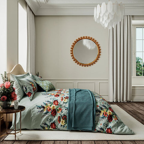 Botanical Harmony  King Duvet Cover Set K/S Teal/Claret