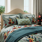Botanical Harmony  King Duvet Cover Set K/S Teal/Claret