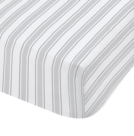 Check and Stripe Grey Double Fitted Sheet