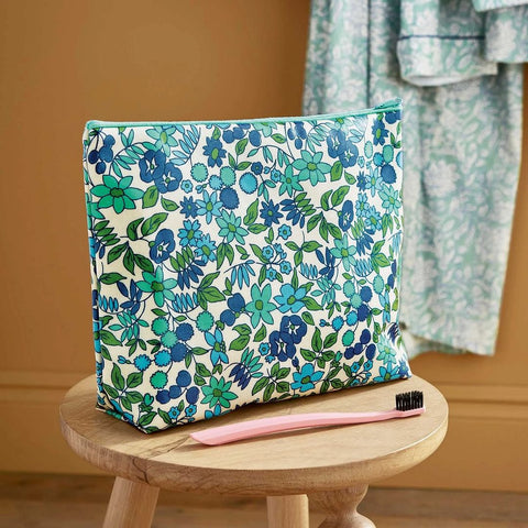 Bramble Floral Bathroom Wash Bag Large Green