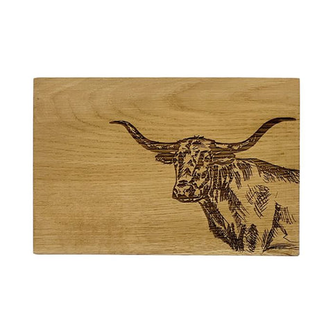 Oak Serving Board - 30cm - Texas Longhorn