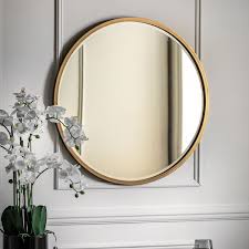 Higgins Gold Metal Modern Round Wall Mirror