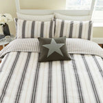 Cooper's Stripe Single Cover Set Grey/Linen