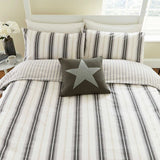 Cooper's Stripe Single Cover Set Grey/Linen