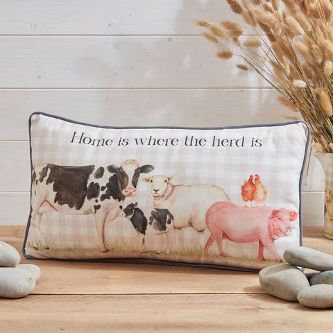 Farm Animals Watercoloured Gingham Cushion