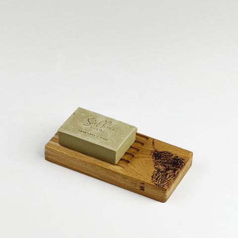 Oak Soap Dish & Soap Set Highland Cow Side Profile