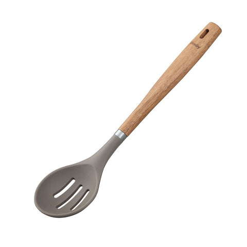 Denby Wood & Silicone Slotted Spoon Grey