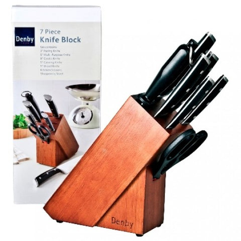 Denby Walnut 7 Piece Knife and Knife Block Set
