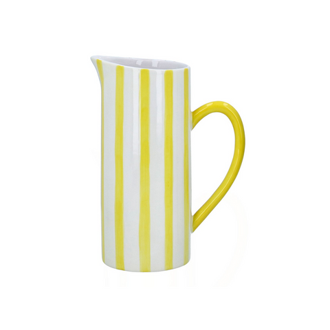 Yellow Striped Large Ceramic Jug