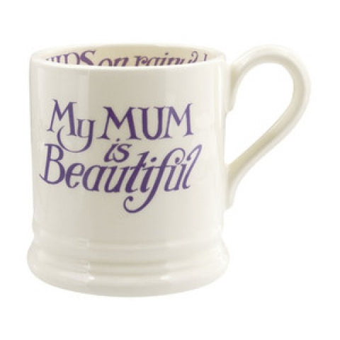 Emma Bridgewater Love & Wild Flowers Mum Is Beautiful Half Pint Mug