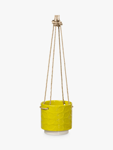 Orla Kiely Small Ceramic Hanging Pot, Yellow