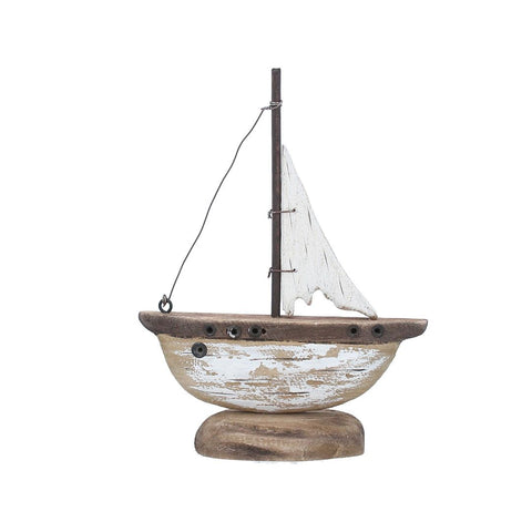 Rustic White Sail Boat Ornament